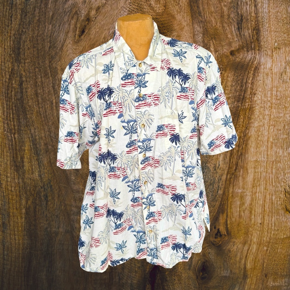 Patriotic & Tropical short sleeve button down